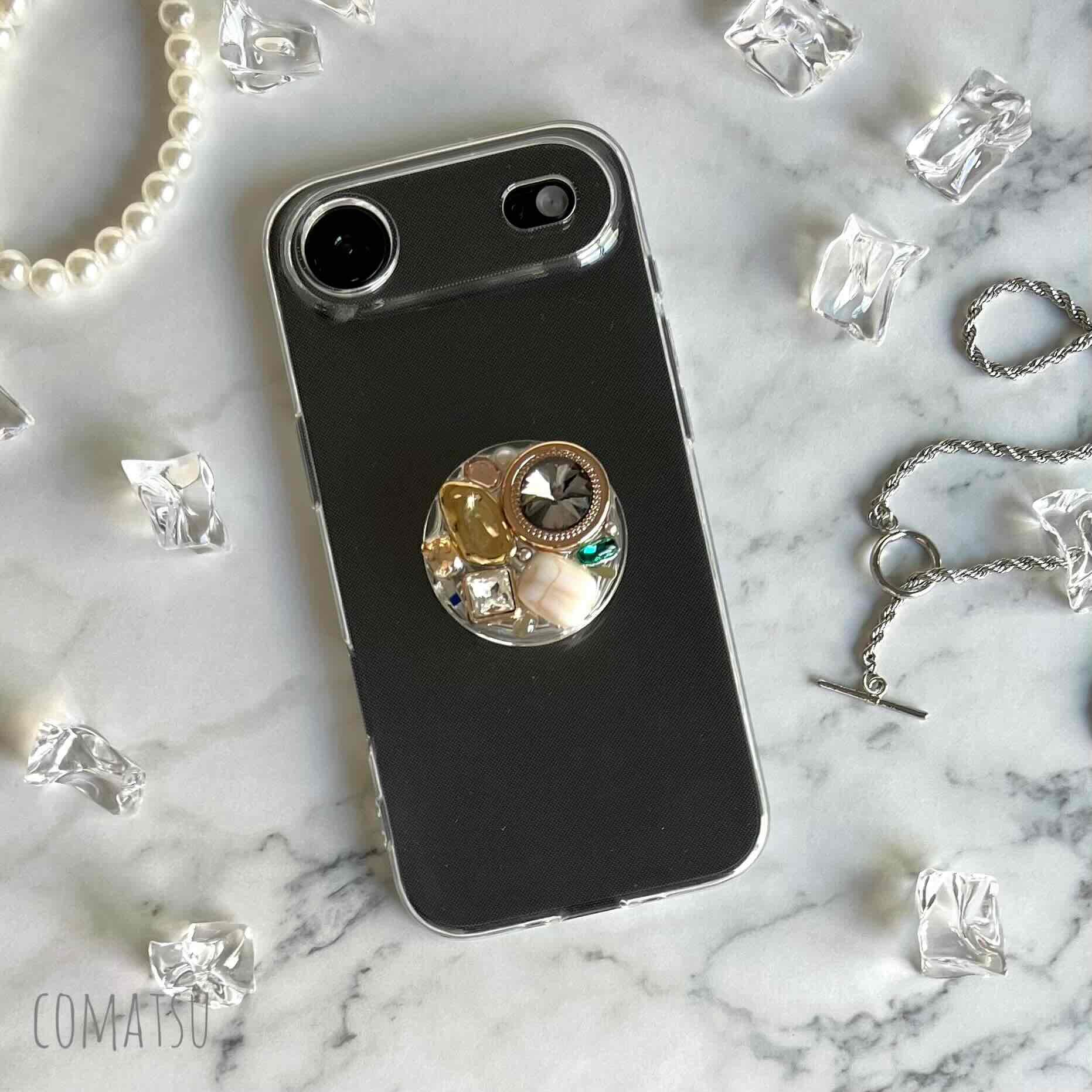 キラキラBijou グリップソケット付きスマホケース スマホスタンド カバー